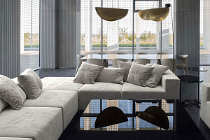 Бескаркасный диван Драм белого цвета для эркеров 